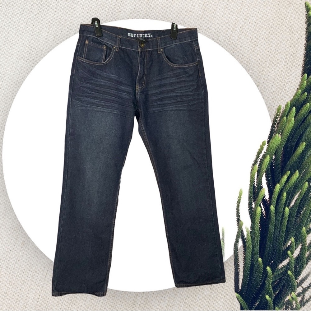 Get Lucky Dark Blue Straight Leg Jeans Men 40x34 (Actual Measure (38x33)